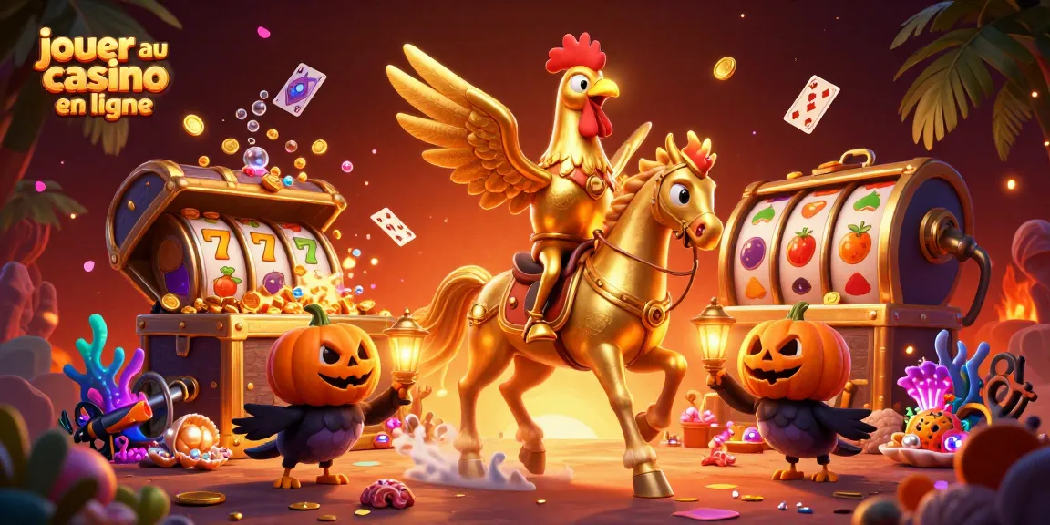Jouez au casino en ligne avec un personnage au casino dynamique, entouré de trésors.