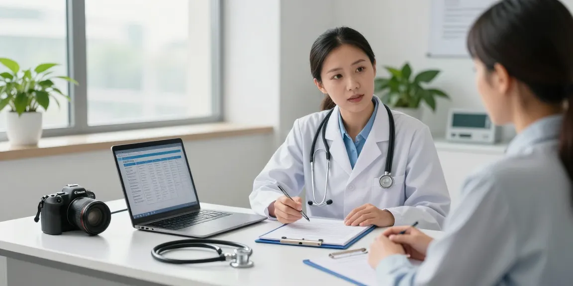 Deus Medical consultation scene with healthcare professional discussing treatment options in a modern clinic.