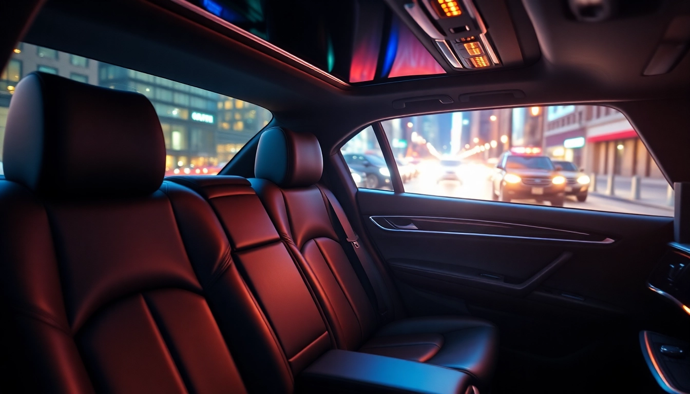 Experience chauffeur service Rhode Island with luxurious interiors and ambient lighting.