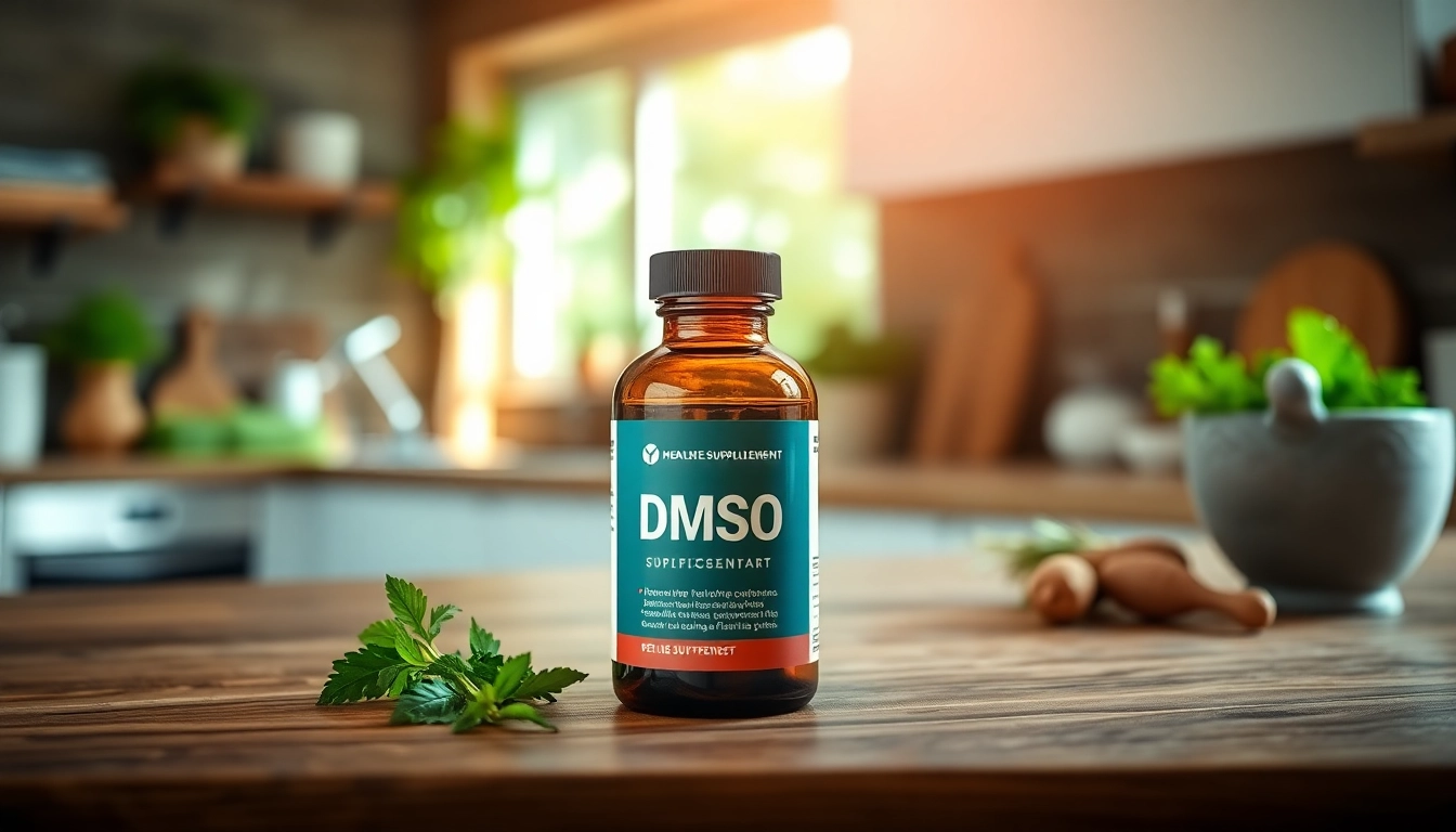DMSO supplement displayed in a modern kitchen highlighting its natural wellness benefits.