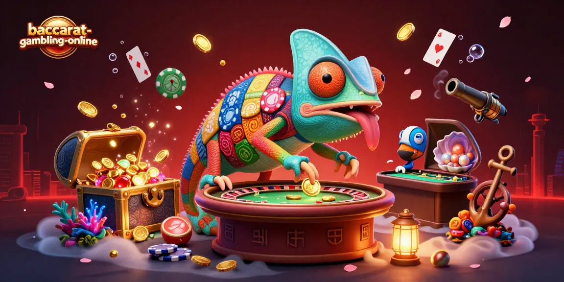 Engage in thrilling baccarat action with baccarat-gambling-online, featuring vibrant casino elements and characters.