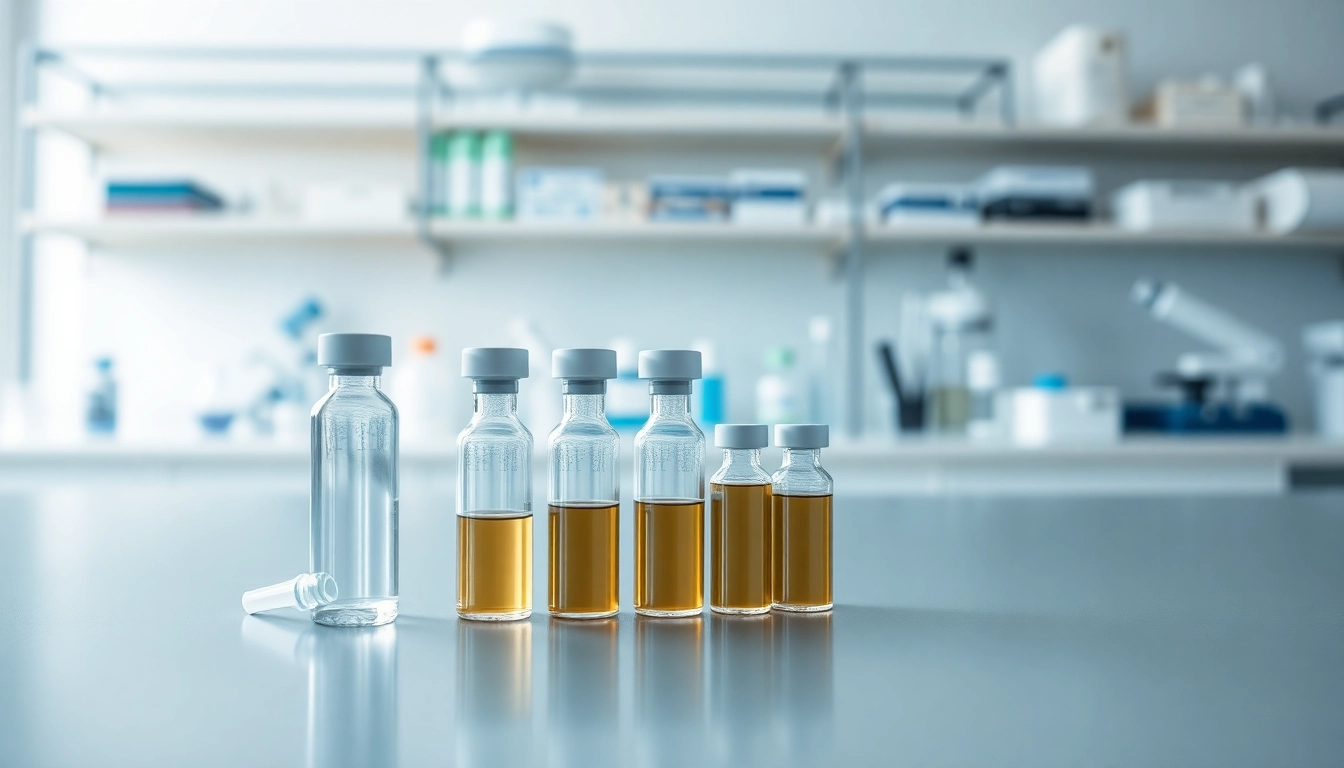 Showcasing gluta peptides in laboratory vials reflecting cutting-edge research.