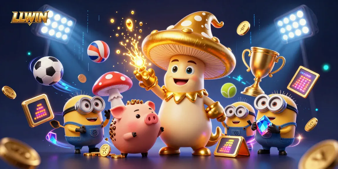 LLWIN transforms the gaming experience with a golden wizard and treasure, celebrating thrilling wins.