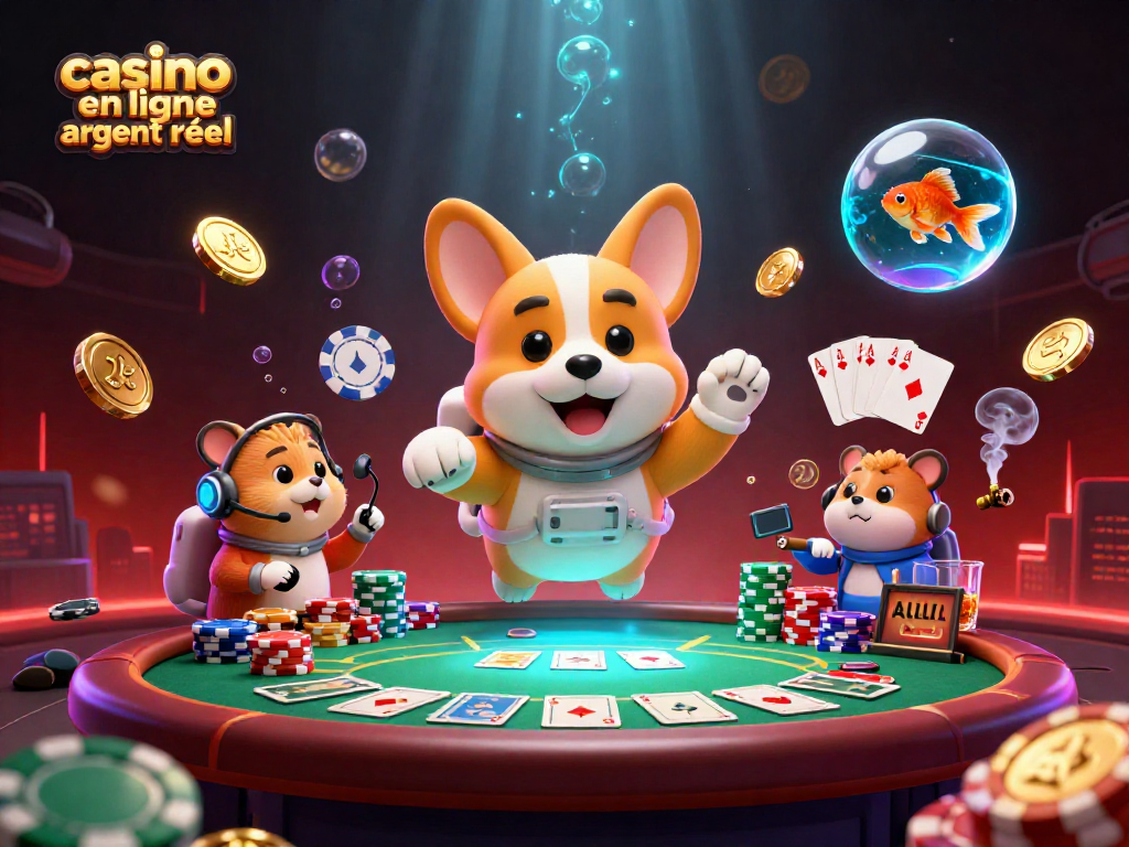 Jouez au casino en ligne argent réel avec une atmosphère immersive, entouré de personnages animés captivants.