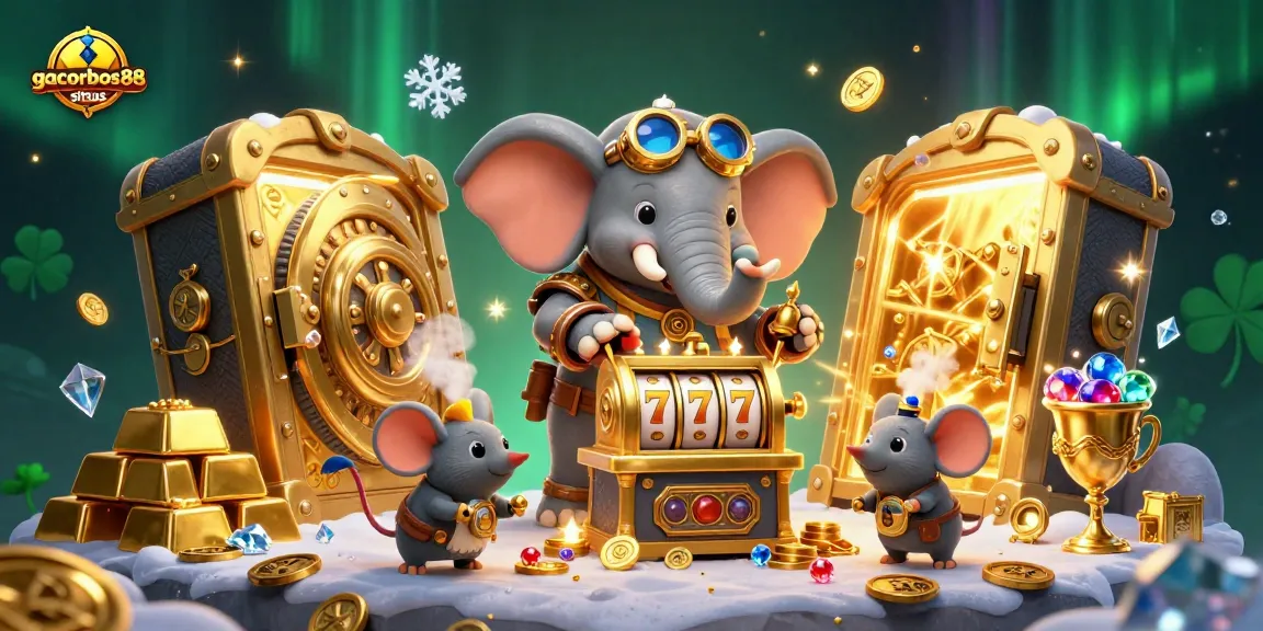 Experience the thrill of gacorbos88 situs at this vibrant steampunk-themed casino art.