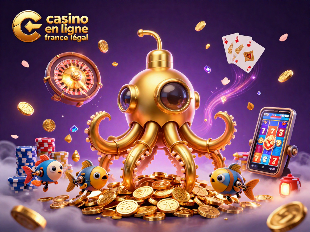 Jouer au casino en ligne France légal avec le kraken doré et des jeux de cartes flamboyants.