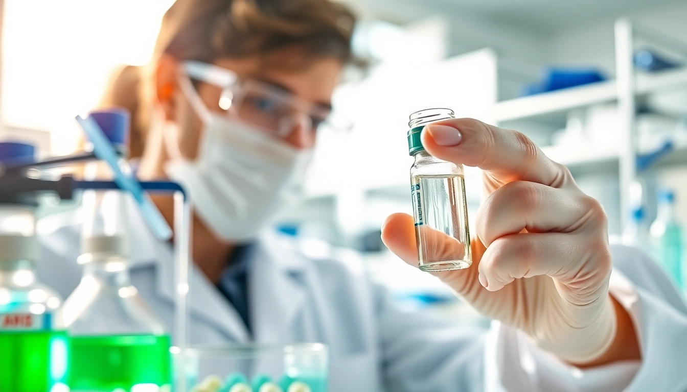Analyzing third-party tested research peptides in a professional laboratory setting.