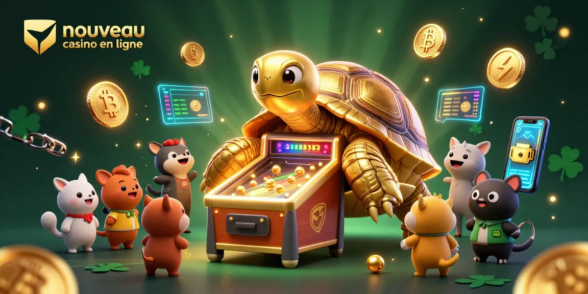 Essayez les jeux de casino sur un nouveau casino en ligne avec une tortue géante ludique et des éléments en crypto.