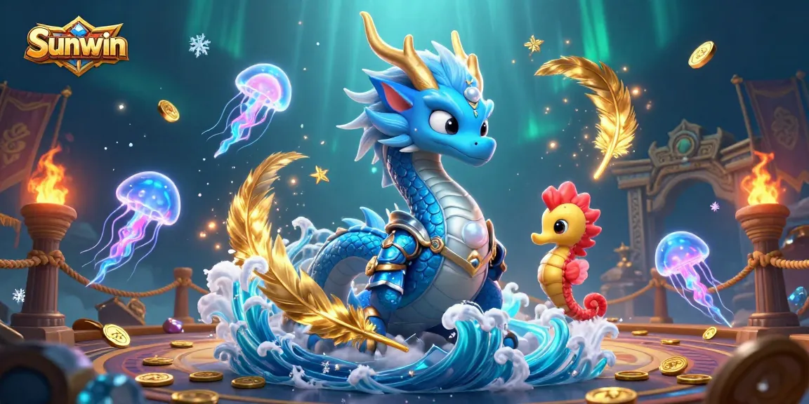 Experience thrilling gambling with Sunwin in a vibrant underwater world with dragons and seahorses.