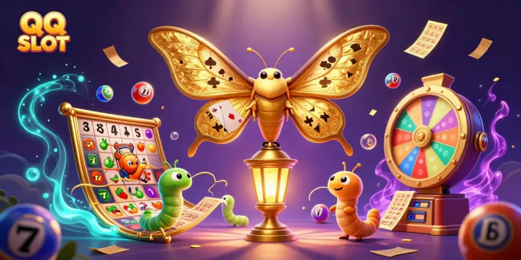 Experience the excitement of QQ SLOT with vibrant slot reels and dynamic game elements.